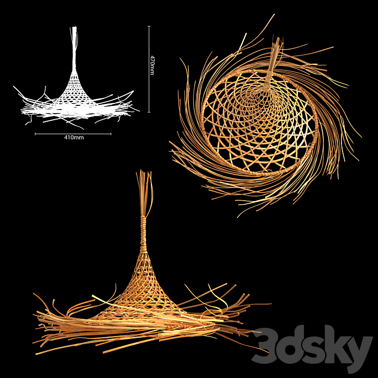 Wicker lampshade 3DS Max - thumbnail 2