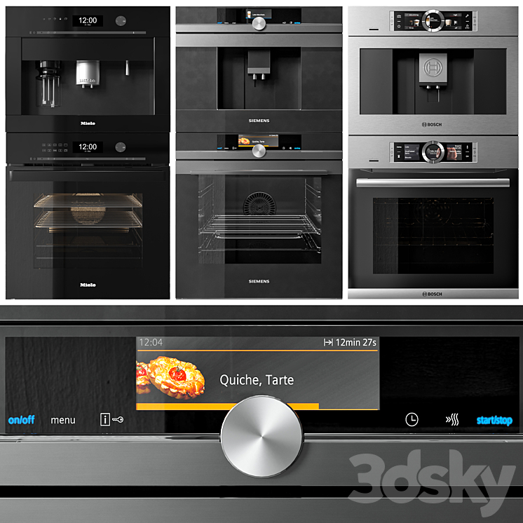 Miele Siemens and Bosch double oven and coffeemaker collection 3DS Max - thumbnail 1