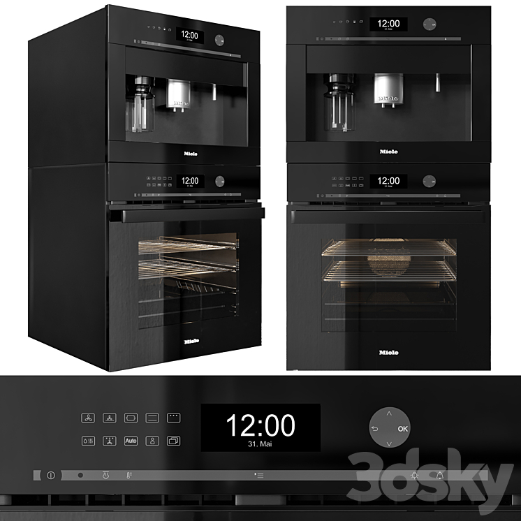 Miele Siemens and Bosch double oven and coffeemaker collection 3DS Max - thumbnail 2