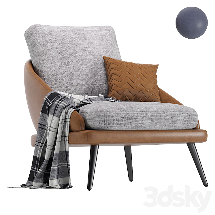 Armchair Minotti LAWSON Leather 3DS Max - thumbnail 1