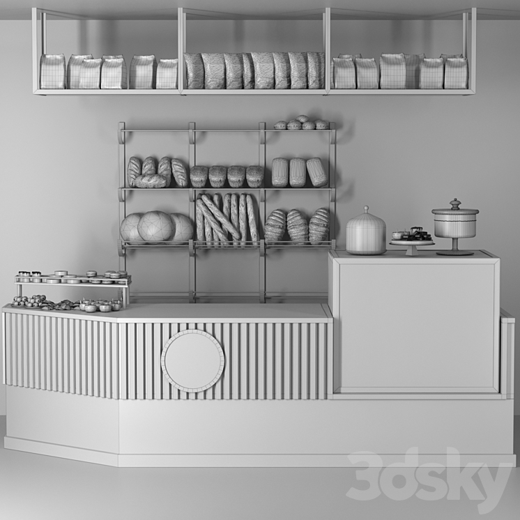 Coffee point in loft style with a showcase with desserts and fresh pastries 3DS Max - thumbnail 2