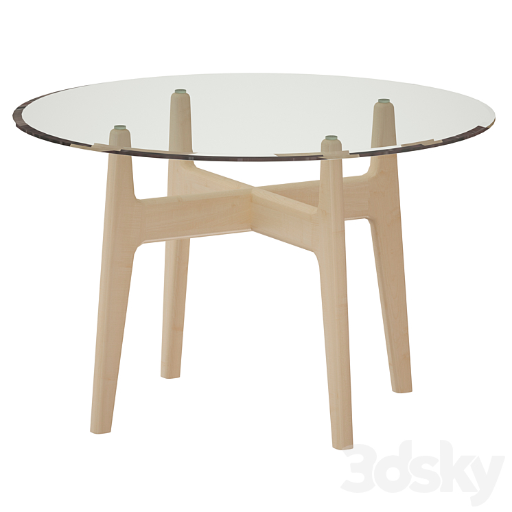 [3DSKY] "Tate 48 ""Round Dining Table With Glass Top And Sand Base