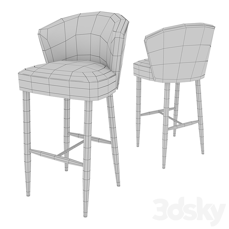 Upholstered bar chair ADONIS 3D Model
