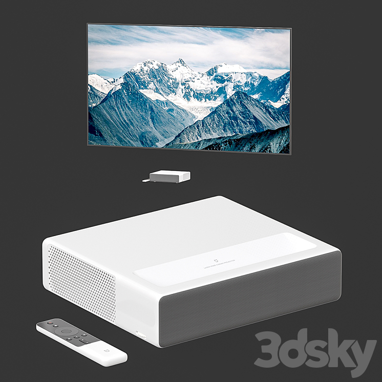 XIAOMI projector with projection screen 3DS Max - thumbnail 1