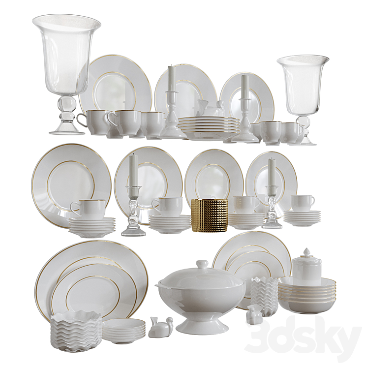 Set of Dishes 2 3DS Max - thumbnail 2