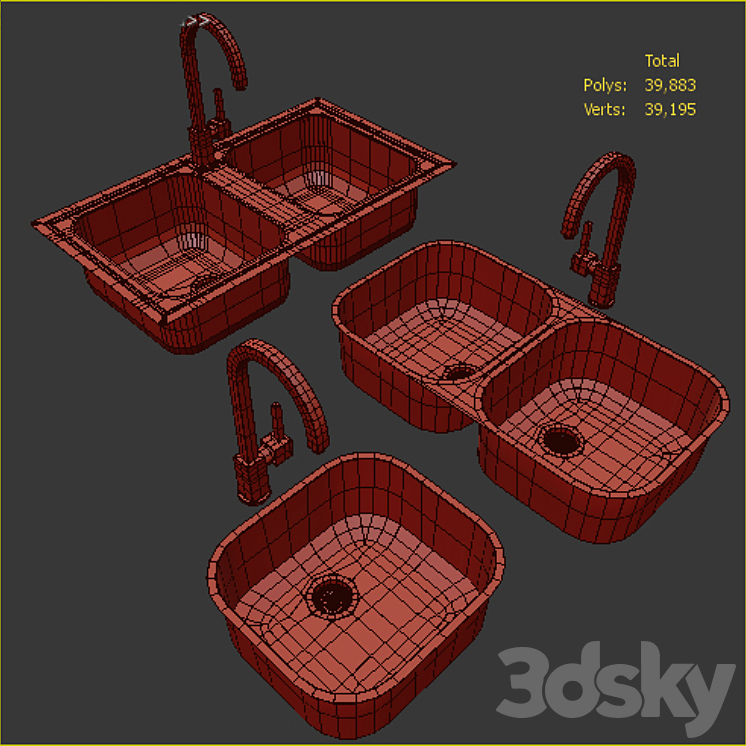 Collection of kitchen sinks 09 3DS Max - thumbnail 2