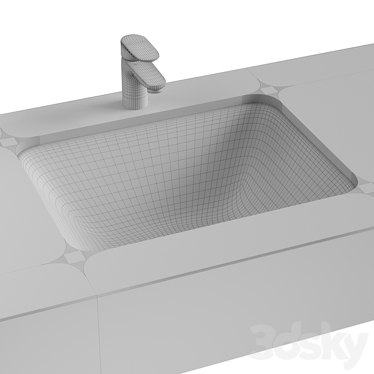 Built-in washbasin VitrA S20 5474B003-0618 3DS Max - thumbnail 2