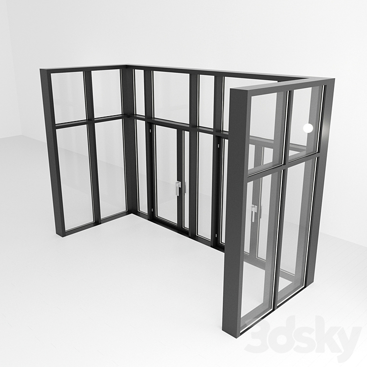Panoramic glazing. A door. eight 3D Model