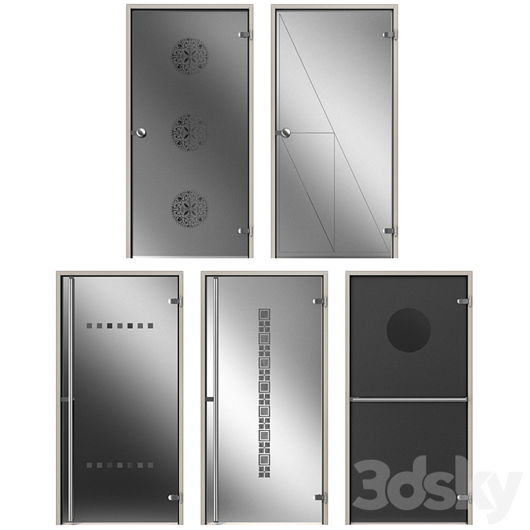 Glass metal swing door 3D Model Free