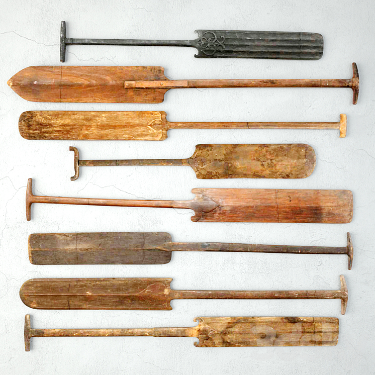 Boating oars from kerala 3D Model Free
