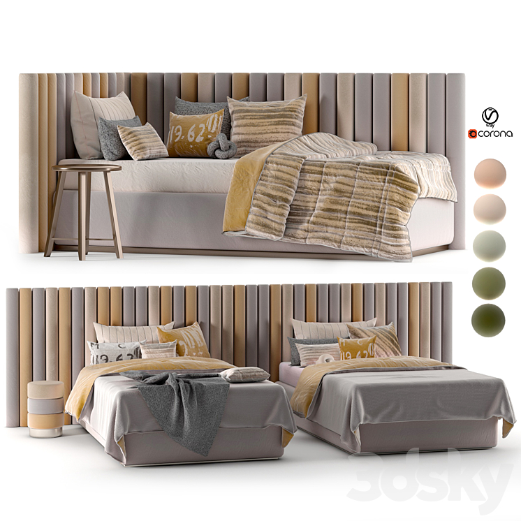 attached and day bed set30 3DS Max - thumbnail 1