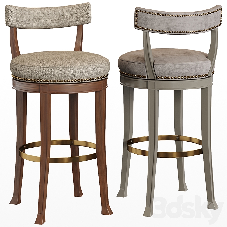 Newbury Swivel Curved Back Bar Stool by Hickory Chair Chair 3D model