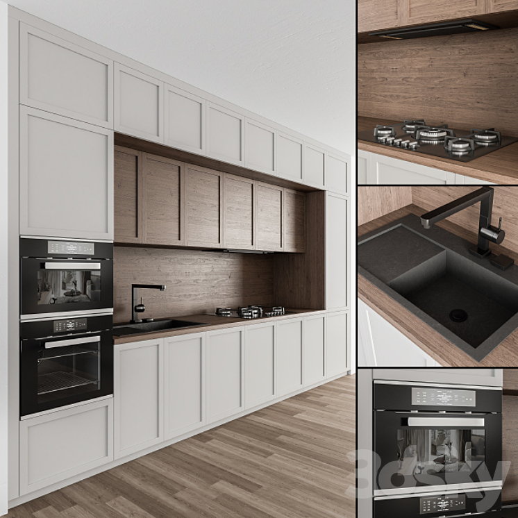 Kitchen Neo Classic – White and Wood 30 3DS Max - thumbnail 1