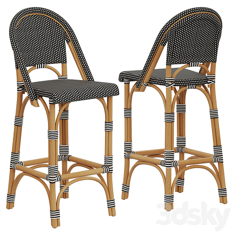 Restoration Hardware St Germain Resin Armless Stool Chair 3D model