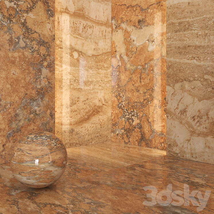 Orange Marble №3 3D Model Free