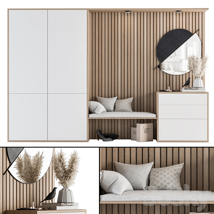 Hallway 10 – White and Wood Set 3DS Max - thumbnail 1