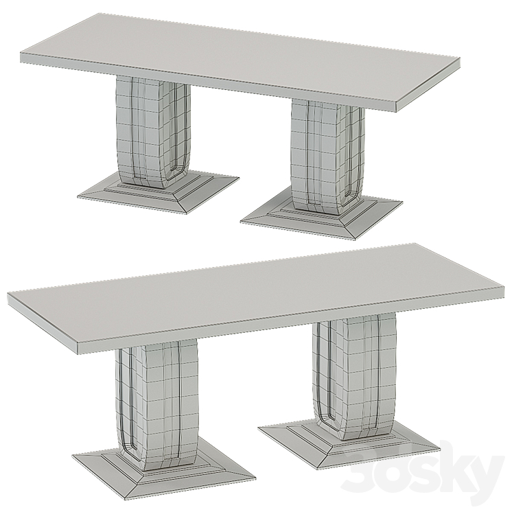 Beekman dining table 3DS Max Model - thumbnail 2