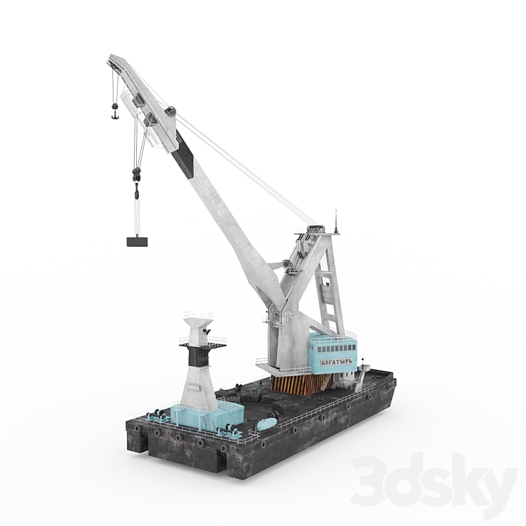 Floating crane Bogatyr 3D Model
