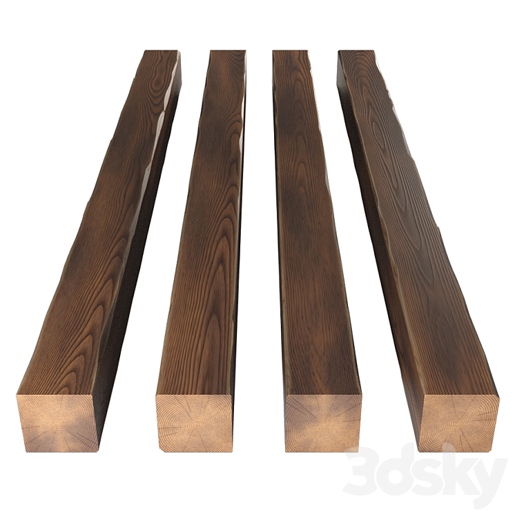 Wooden beams with rope 3D Model