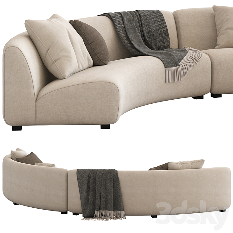 Coco Republic Adele Curved Modular Sofa 3D Model
