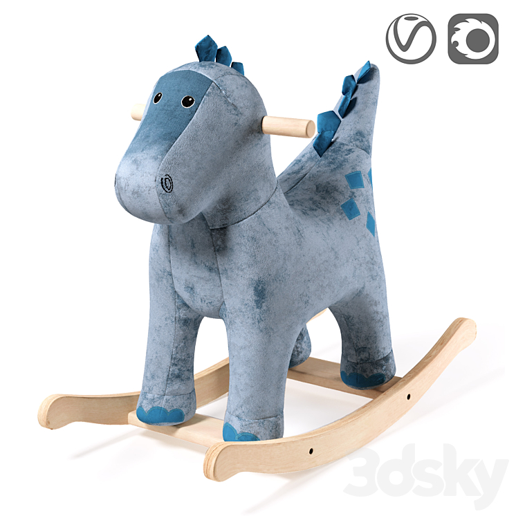 Dark blue dinosaur rocking chair 3DS Max Model - thumbnail 1
