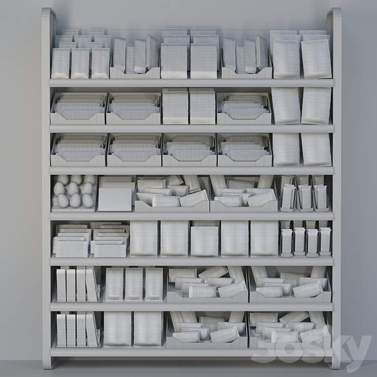 Shelf in the supermarket with sweets. Chocolate 3D Model