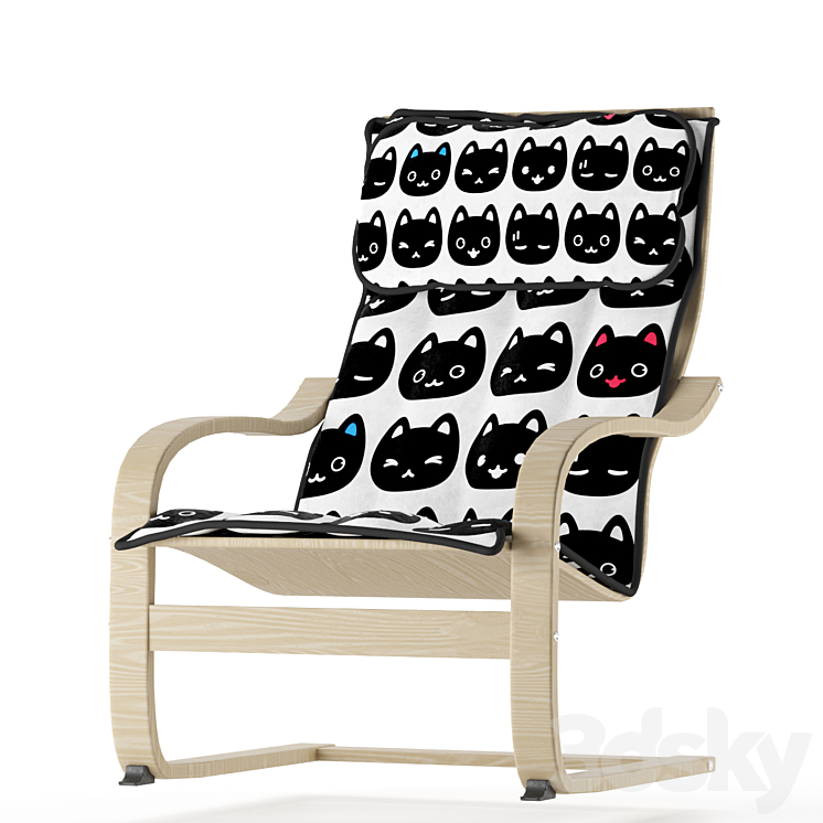 IKEA Child seat POÄNG POANG Poang - Table + Chair - 3D model