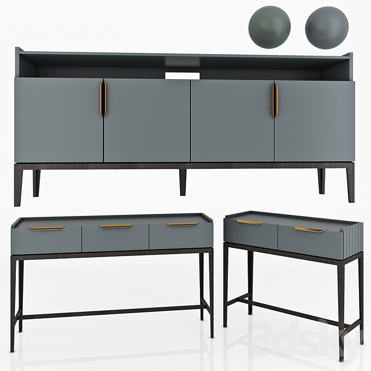 Dantone Home Metropolitan console set 3D Model