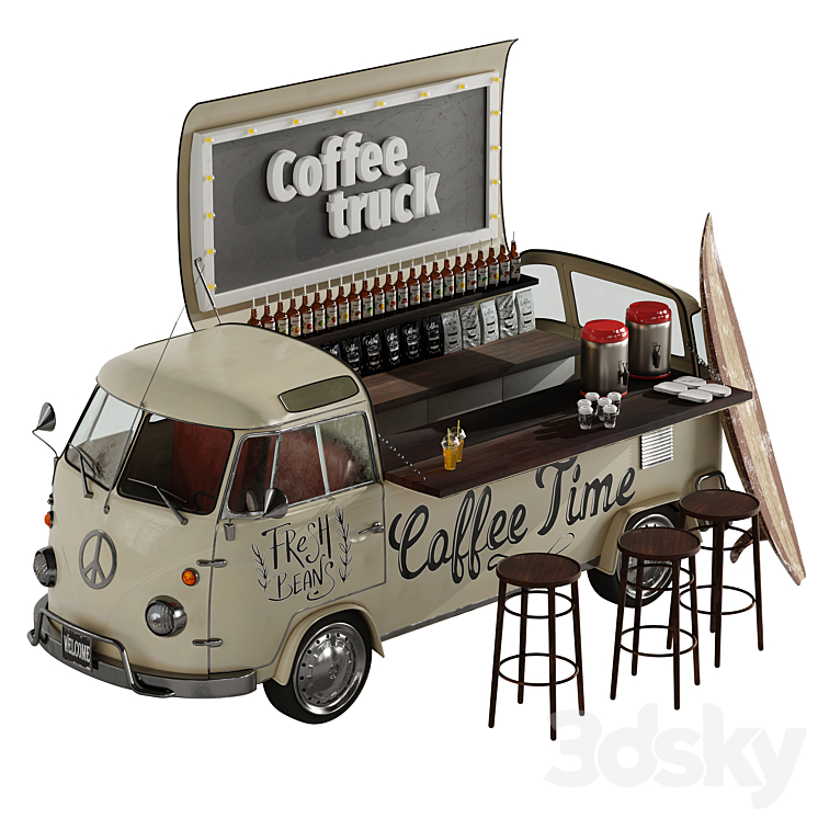 Food truck coffee 3D Model Free
