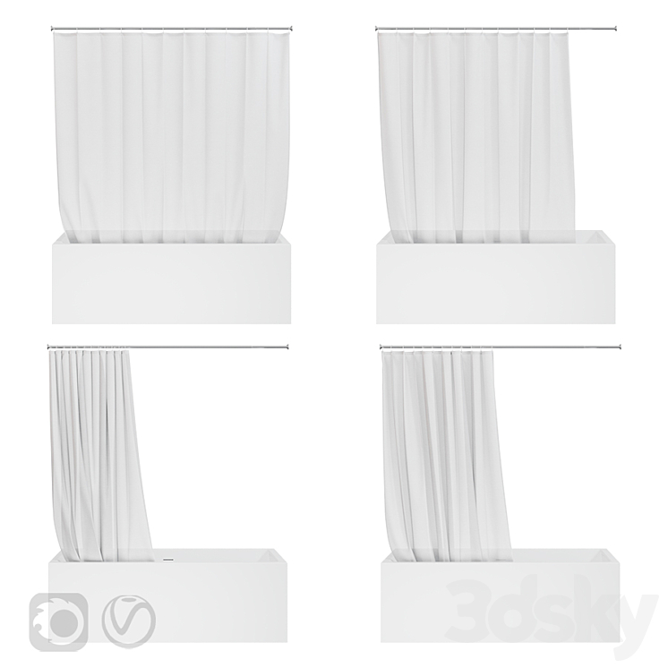 Shower curtain and bathtub Knief shape 70 3DS Max - thumbnail 1