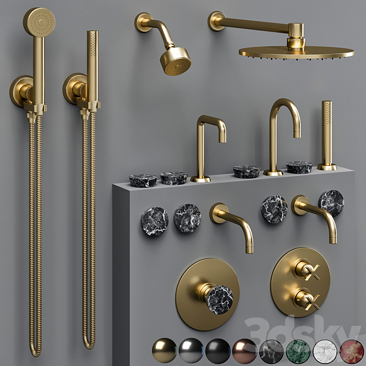 the watermark collection ZEN bathroom faucet set 3DS Max - thumbnail 1
