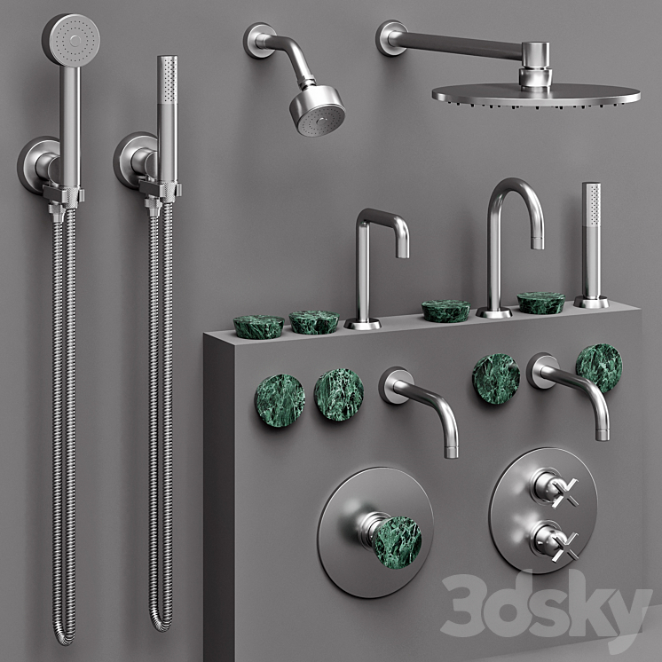 the watermark collection ZEN bathroom faucet set 3DS Max - thumbnail 2