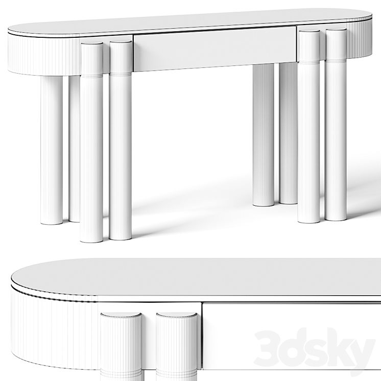 Crate and Barrel Oasis Oval Wood Console Table 3D Model