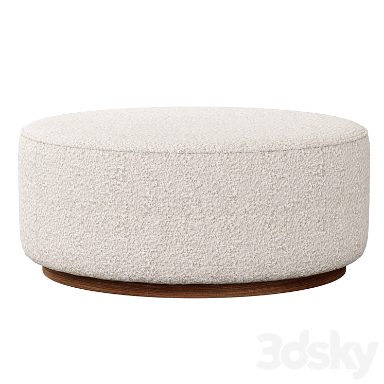 Sinclair Large Round Boucle Ottoman Whistler Oyster Suede by Four Hands 3DS Max Model - thumbnail 1