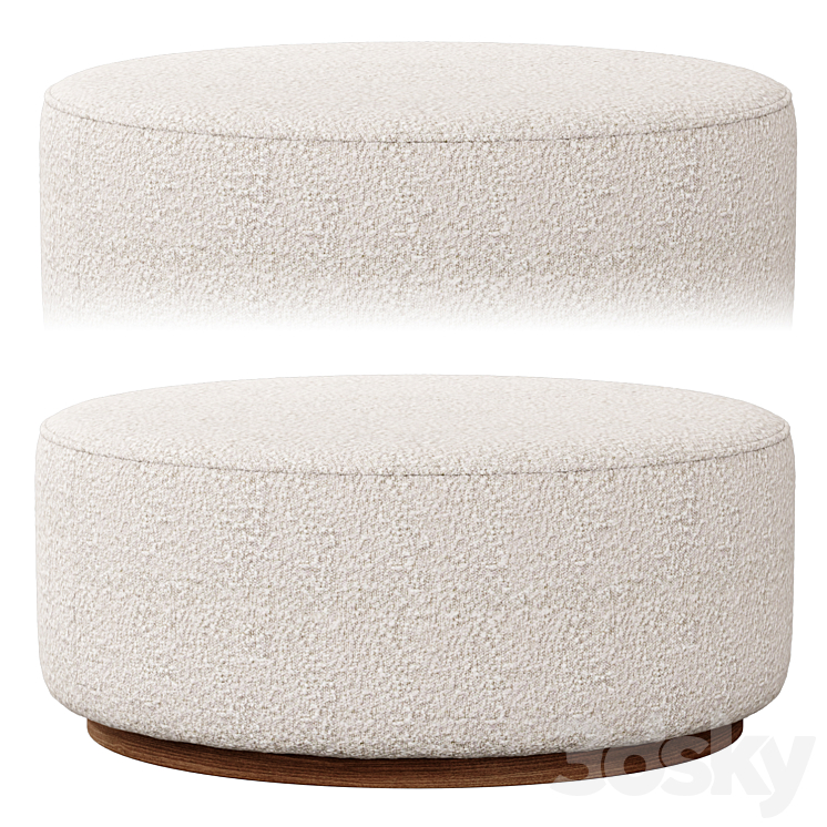 Sinclair Large Round Boucle Ottoman Whistler Oyster Suede by Four Hands 3DS Max Model - thumbnail 2