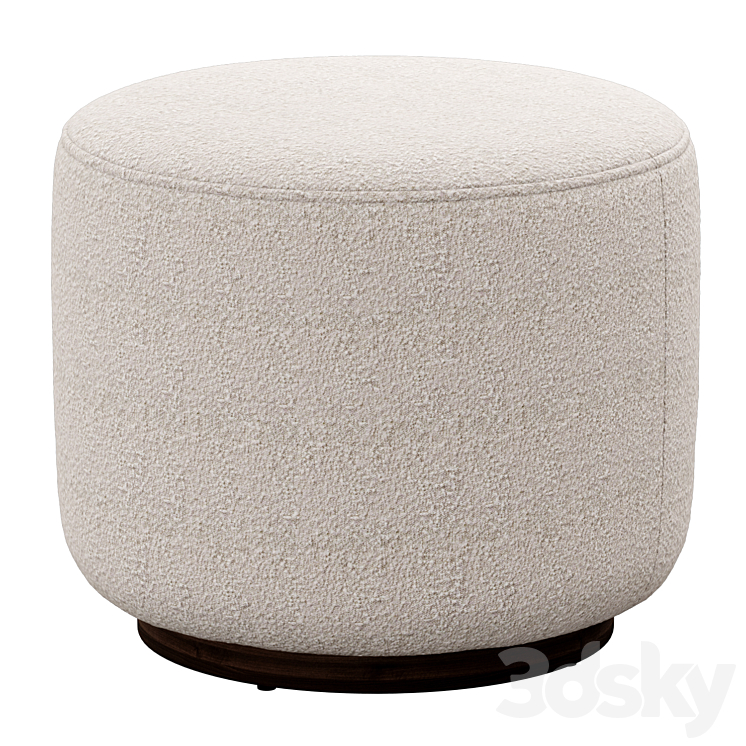 Sinclair Round Boucle Ottoman Whistler Oyster Suede by Four Hands 3DS Max Model - thumbnail 1