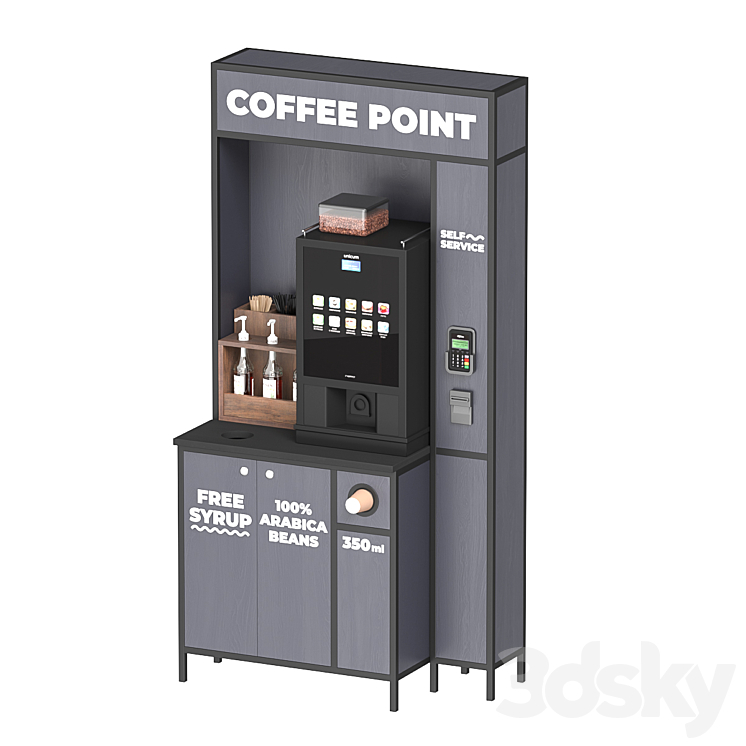 Self-service coffee shop 3D Model