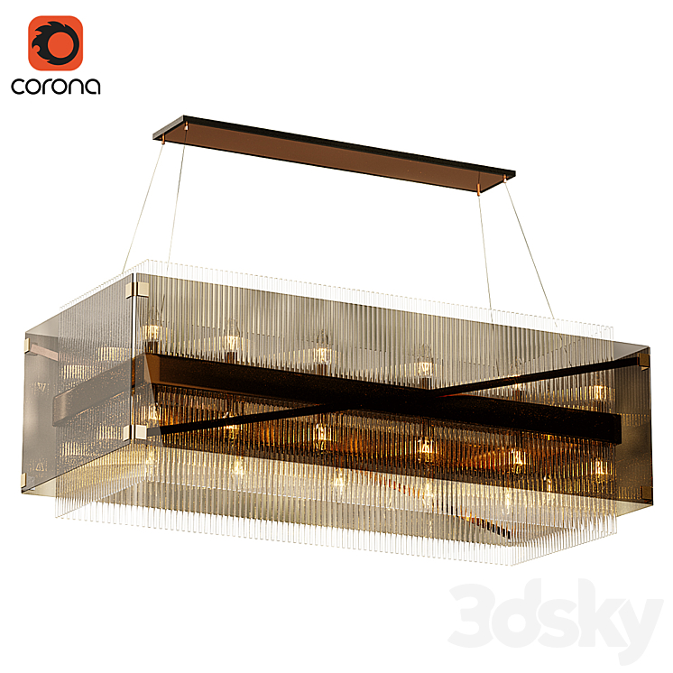 Apollo Dark Bronze and Polished Chrome 50-Inch Chandelier 3DS Max - thumbnail 1