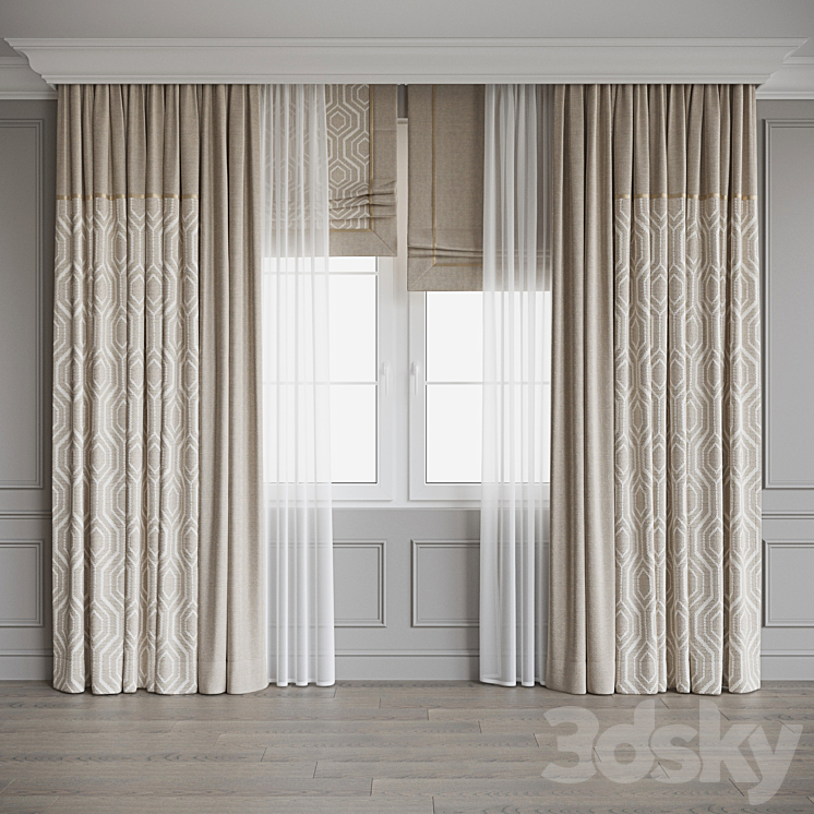 Set of curtains 98 3D Model Free