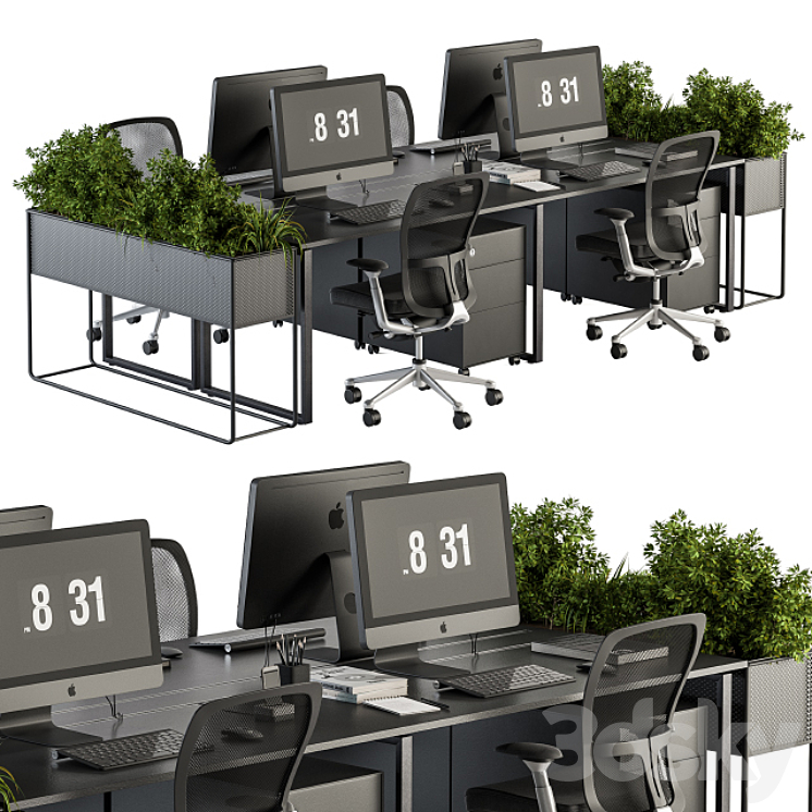Office Furniture – employee Set – Plants Box Divider 34 3DS Max - thumbnail 1