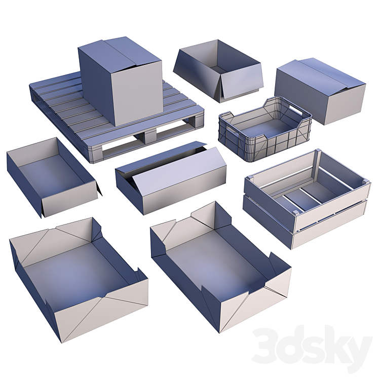Box set LOW POLY 3D Model