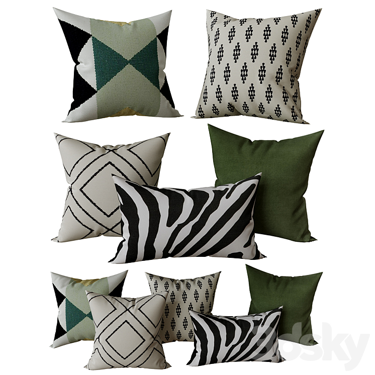 Decorative Set Pillow 14 Pillows 3D model