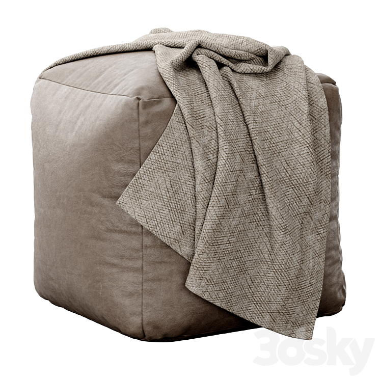 Moroccan Leather pouf 3DS Max - thumbnail 1