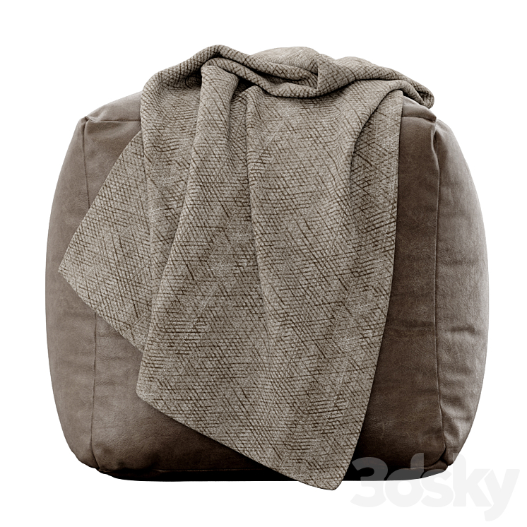 Moroccan Leather pouf 3DS Max - thumbnail 2