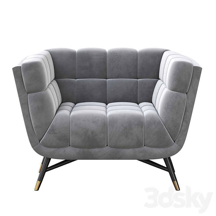Adept Performance Velvet Armchair 3D Model