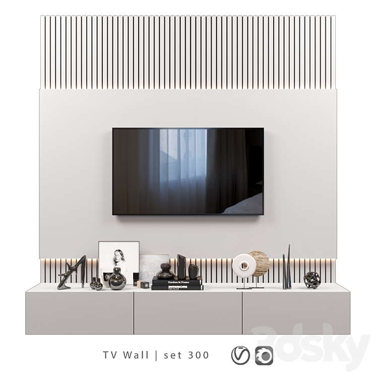 TV Wall | set 300 3DS Max - thumbnail 1