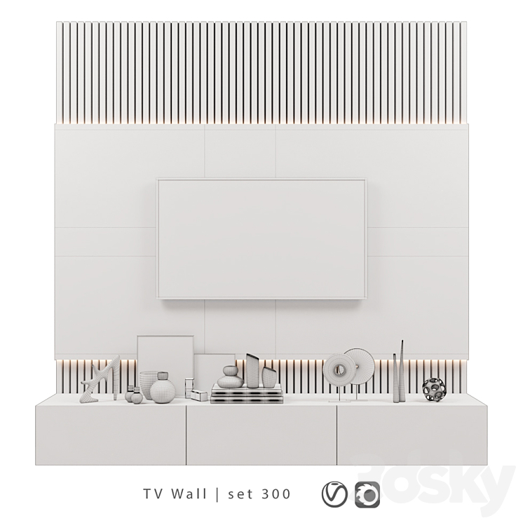 TV Wall | set 300 3DS Max - thumbnail 2
