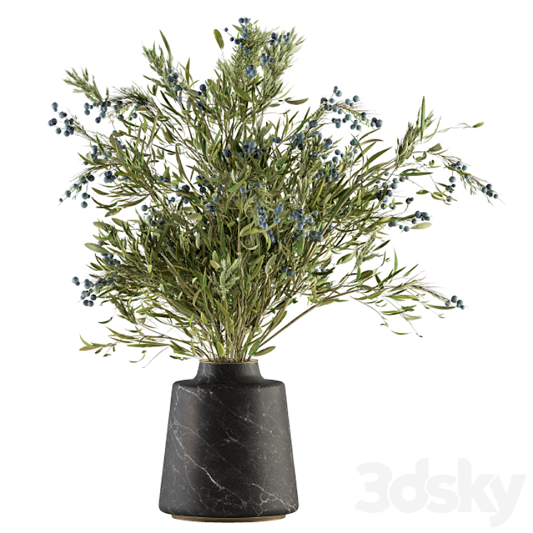 Bouquet – Green Branch in vase 54 3DS Max - thumbnail 1