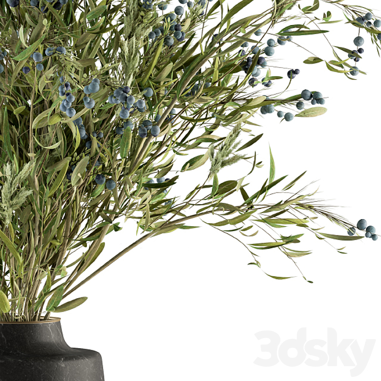 Bouquet – Green Branch in vase 54 3DS Max - thumbnail 2