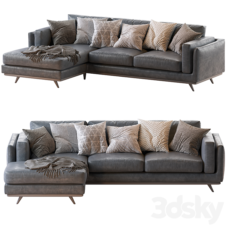 Zander 2 Piece Chaise Sectional 3DS Max - thumbnail 2
